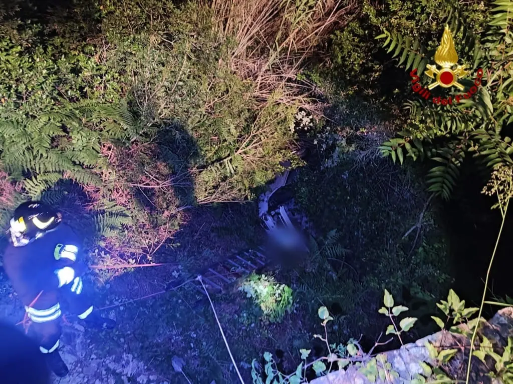 Elba, pauroso volo da un tornante: auto finisce sotto un ponte sommersa dalla vegetazione