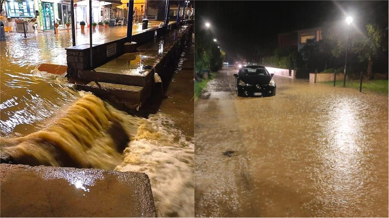 Notte di paura per il maltempo. Caduti circa 150 mm di pioggia in circa 5-6 ore. Strade allagate, danni ad alcune abitazioni, una persona evacuata